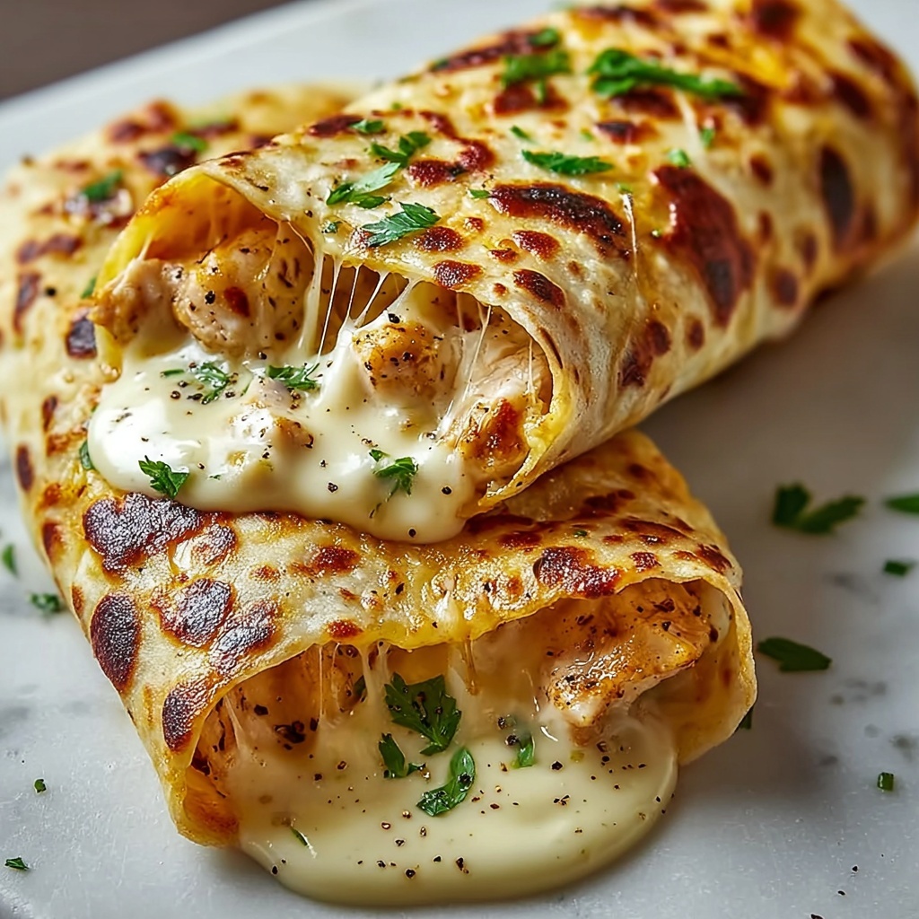 Garlic Cheesy Chicken Wraps Recipe - Recipe Image