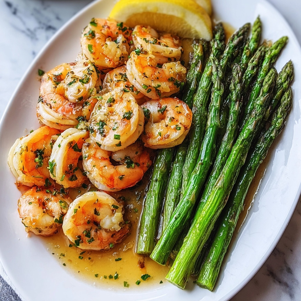Garlic Butter Shrimp with Asparagus Recipe - Recipe Image
