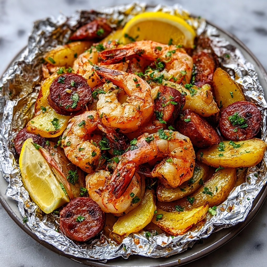 Cajun Sausage Shrimp Foil Packs Recipe - Recipe Image