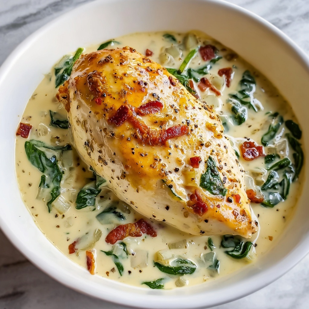 Creamy Chicken Breast in Spinach Parmesan Sauce Recipe - Recipe Image