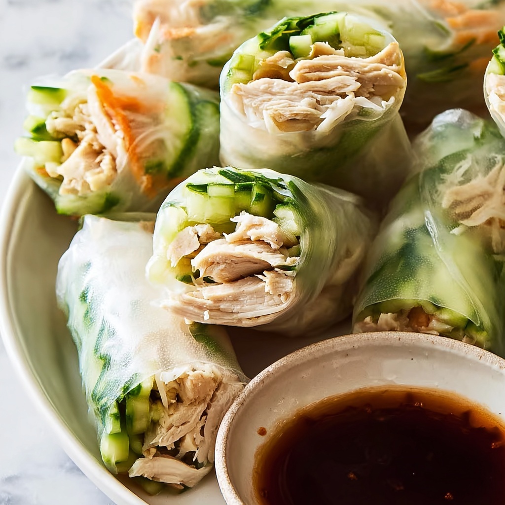 Chicken Spring Rolls with Rice Noodle Dipping Sauce Recipe - Recipe Image