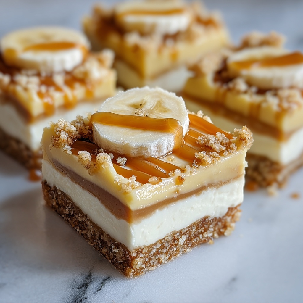 Banana Cream Cheese Bars with Caramel Sauce Recipe - Recipe Image