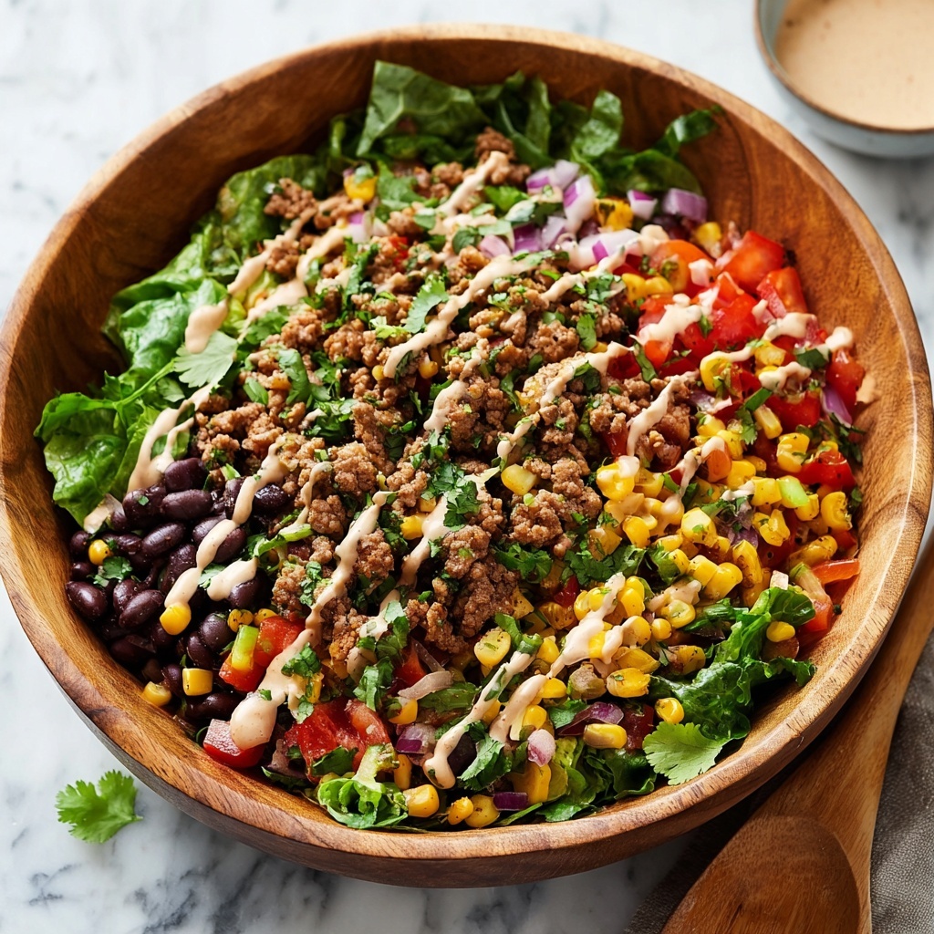 Ground Beef Salad with Mixed Greens, Cherry Tomatoes, and Feta Recipe - Recipe Image