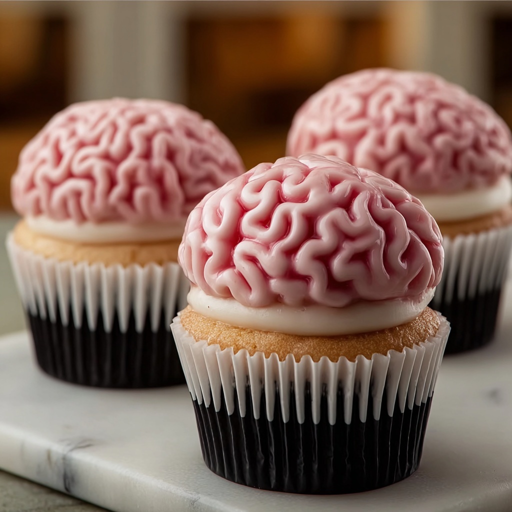 Deliciously Creepy Brain Cupcakes for a Spooktacular Halloween Recipe - Recipe Image