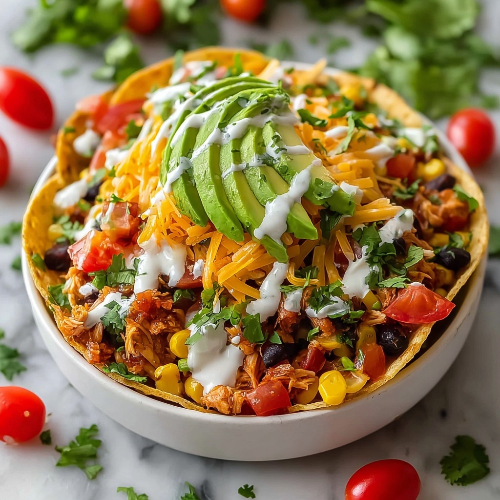Turkey Avocado Fiesta Tostada Bowls with Creamy Lime Ranch Recipe - Recipe Image