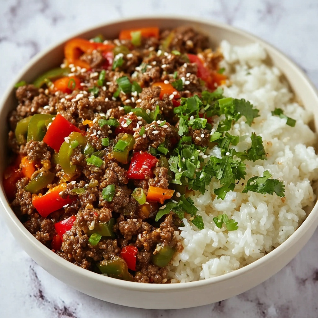 Beef and Pepper Rice Bowls Recipe - Recipe Image