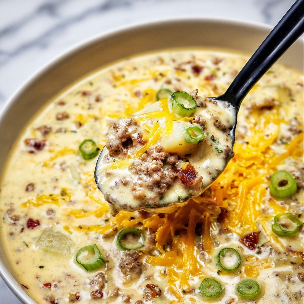 Slow Cooker Bacon Cheeseburger Soup Recipe - Recipe Image