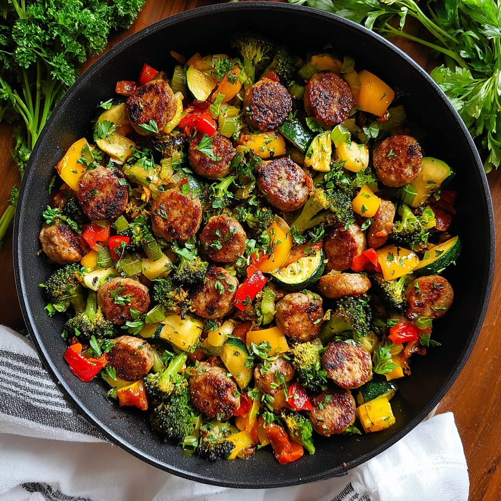 One Pan Sausage and Veggies Skillet Recipe - Recipe Image
