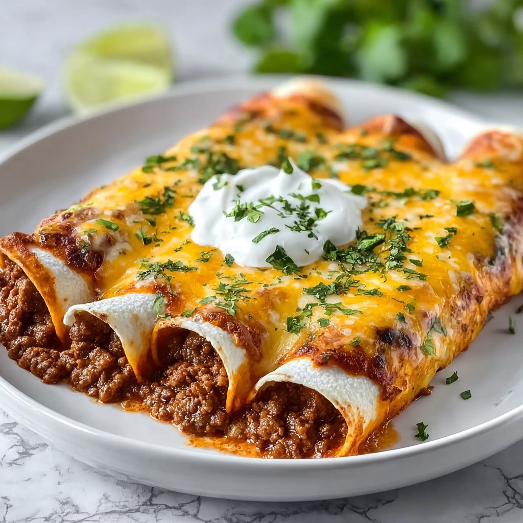 Easy Cheesy Ground Beef Enchiladas Made Simply Delicious! Recipe - Recipe Image