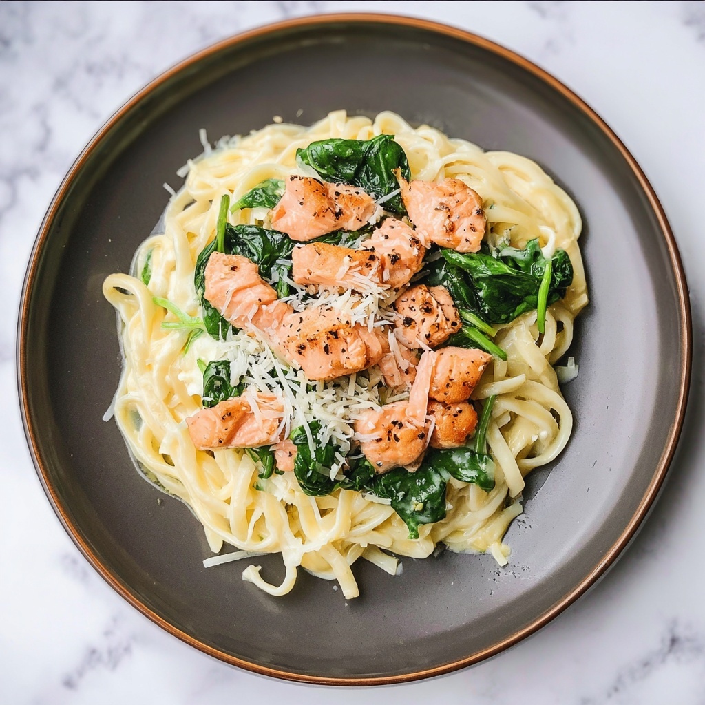 Spinach Salmon Pasta Recipe - Recipe Image