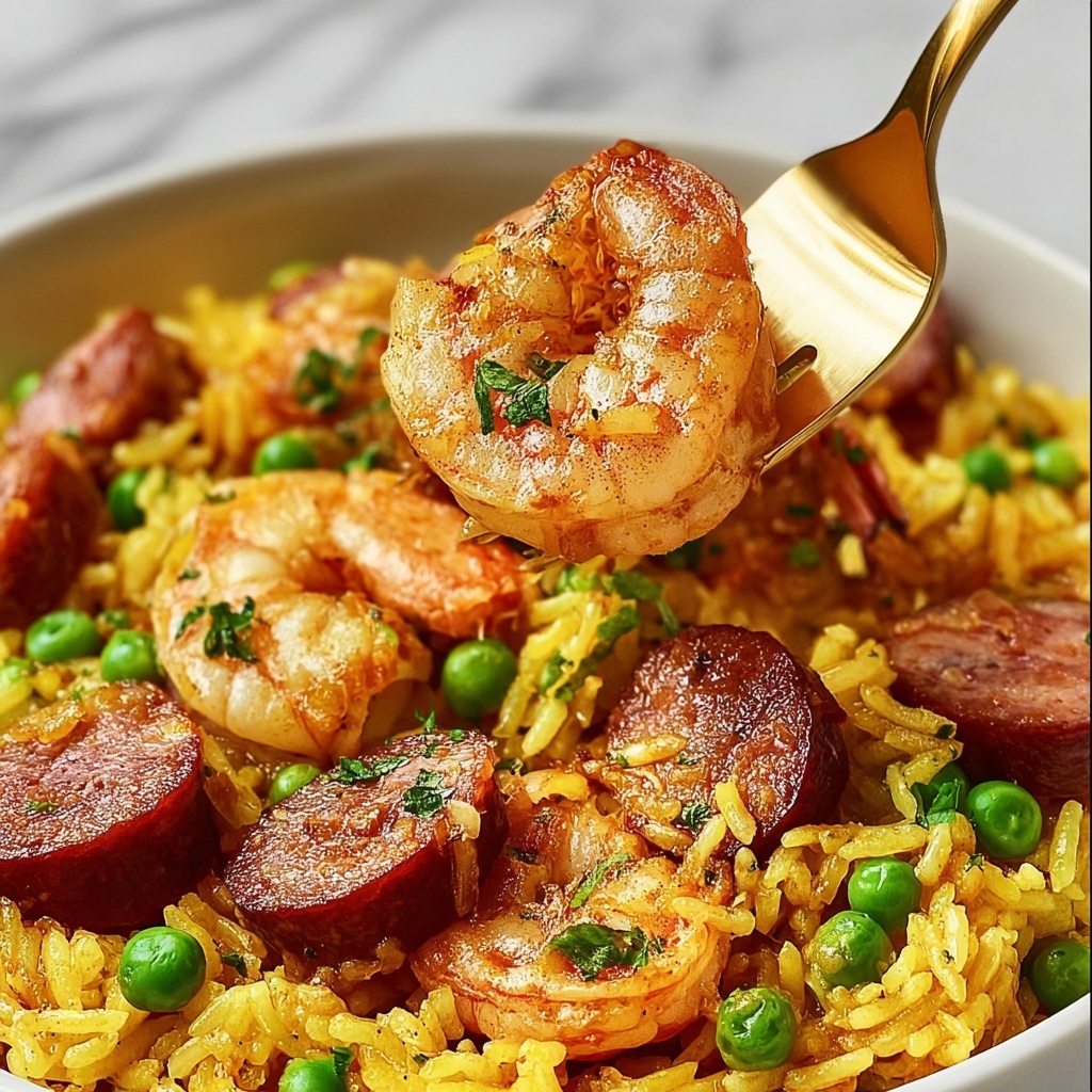 Weeknight Paella with Shrimp, Chorizo, and Peas Recipe - Recipe Image