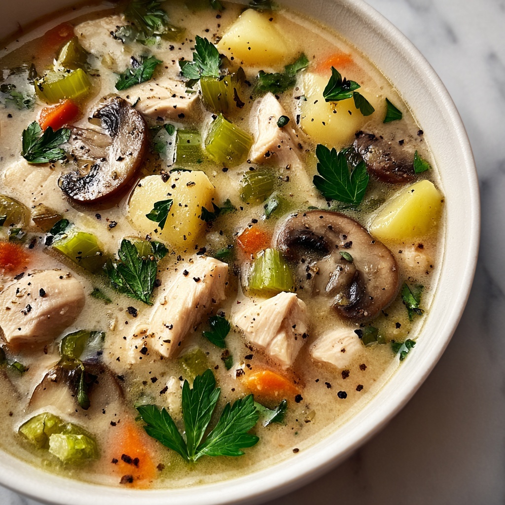 Easy Chicken, Mushroom & Leek Soup Recipe - Recipe Image