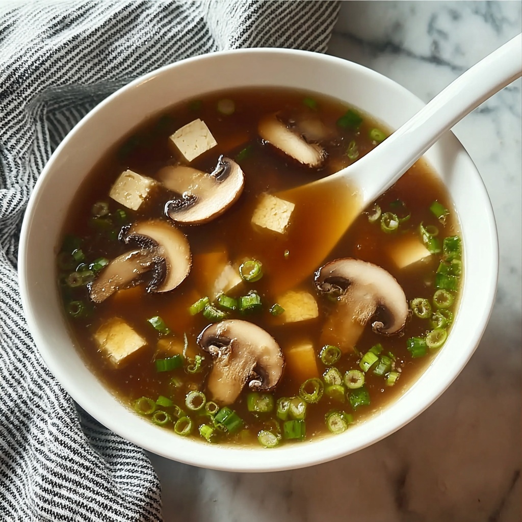 Japanese Clear Soup with Tofu and Mushrooms Recipe - Recipe Image