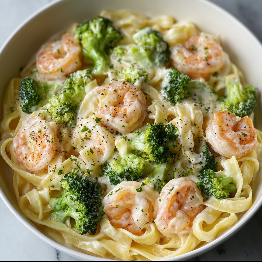 Broccoli Shrimp Alfredo Recipe - Recipe Image