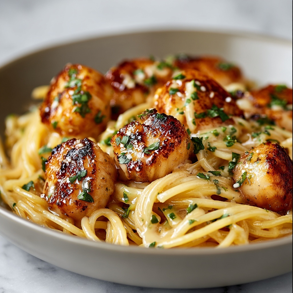 Garlic Butter Chicken Bites with Creamy Parmesan Pasta Recipe - Recipe Image
