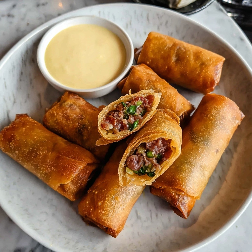 Corned Beef Egg Rolls with Honey Mustard Dipping Sauce Recipe - Recipe Image