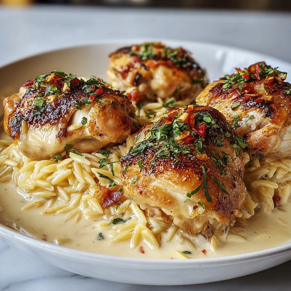 Creamy Tuscan Chicken with Orzo Recipe - Recipe Image