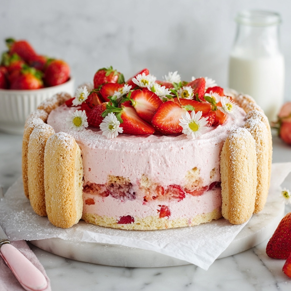 Vegan Strawberry Charlotte (No Eggs, No Gelatin) Recipe - Recipe Image