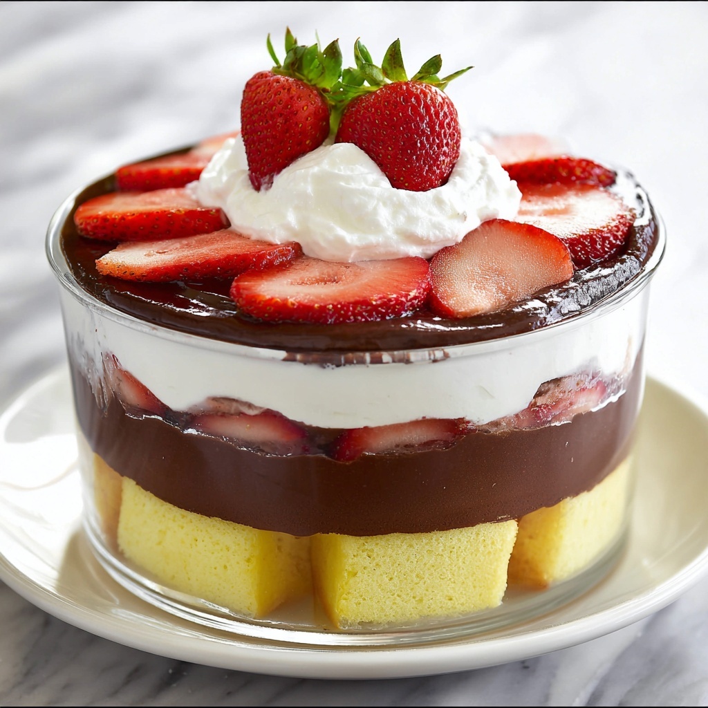 Strawberry Chocolate Pound Cake Trifle Recipe - Recipe Image
