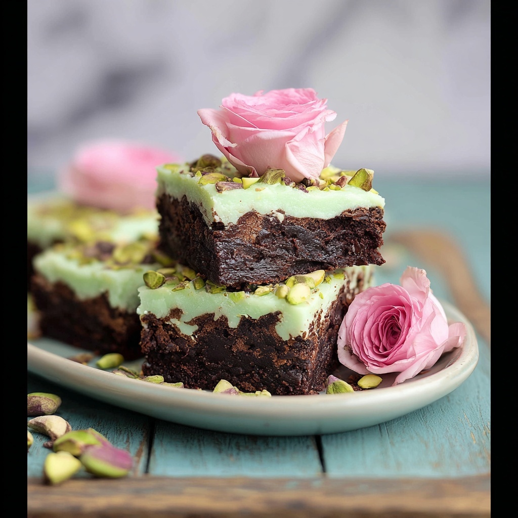 Gluten-Free Pistachio Rosewater Brownies Recipe - Recipe Image