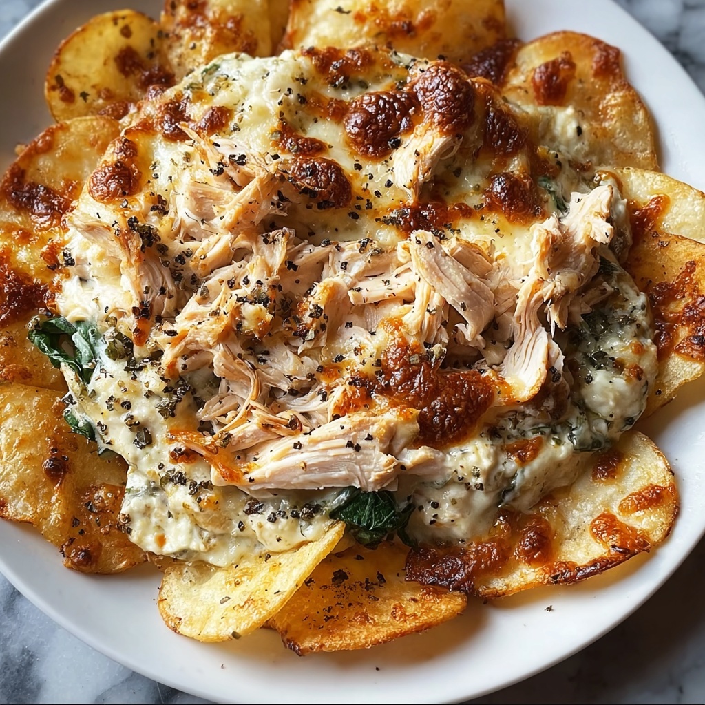 Chicken Alfredo Dip with Bread Chips Recipe - Recipe Image