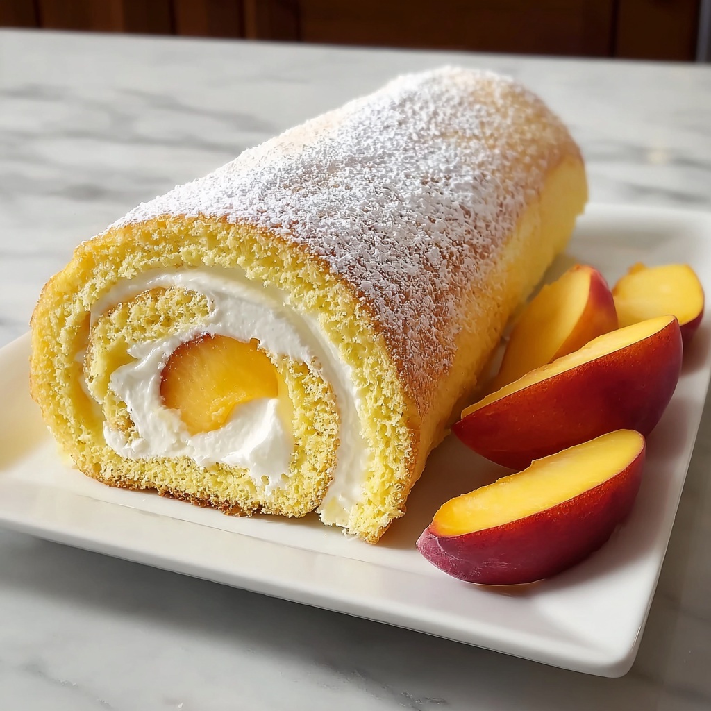 White Peach Swiss Roll Recipe - Recipe Image