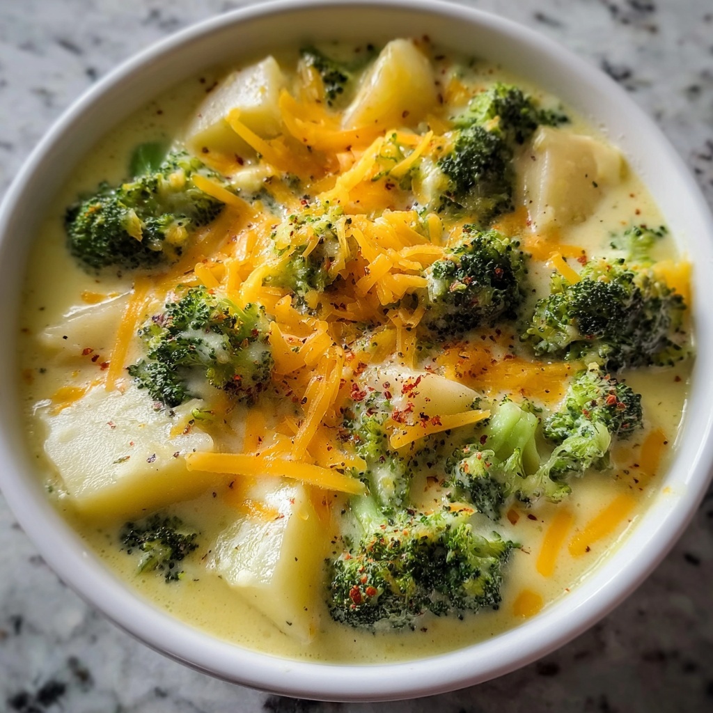 Classic Cheddar Broccoli Potato Soup Recipe - Recipe Image