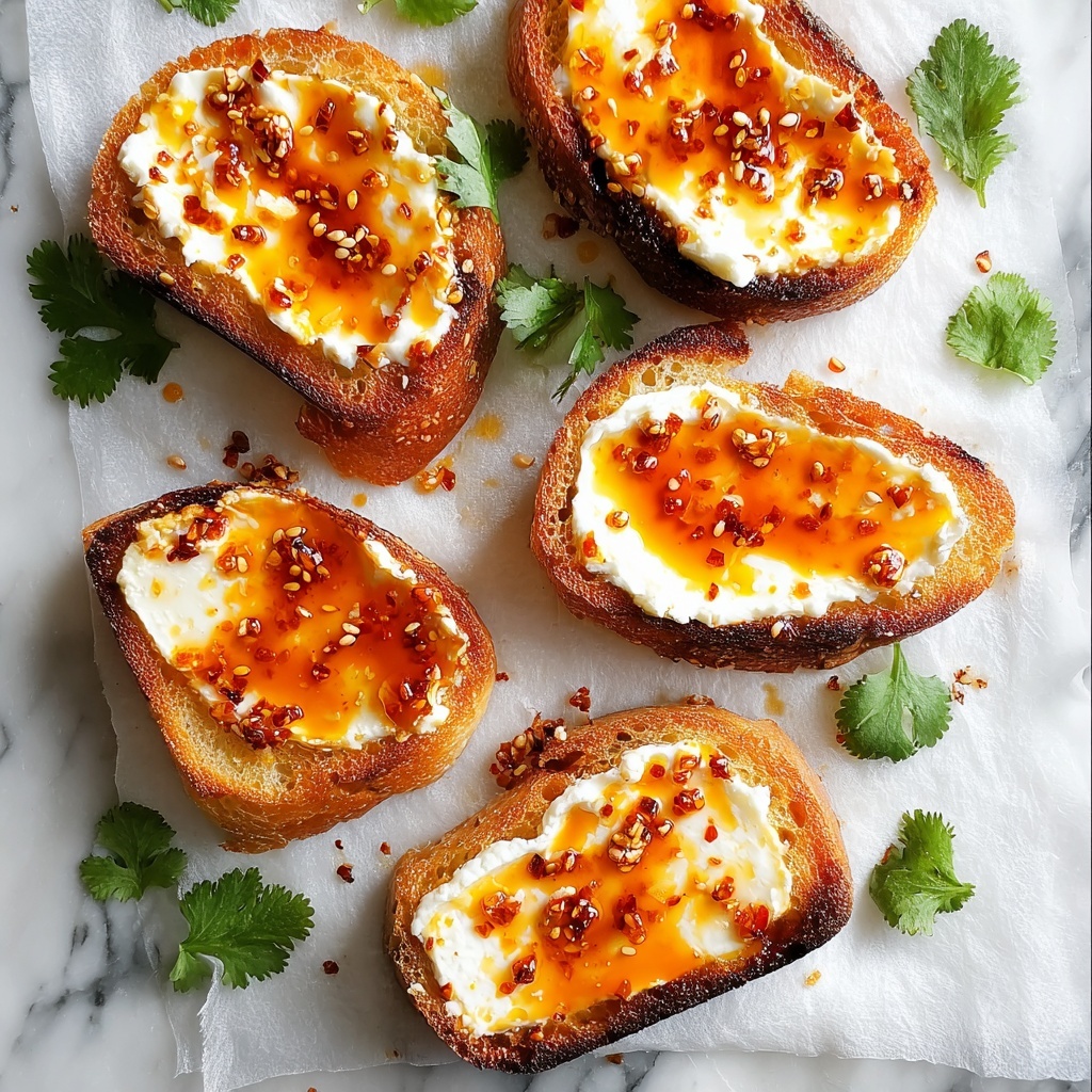 Irresistible Creamy Goat Cheese & Hot Honey Chili Crisp Crostini Recipe - Recipe Image