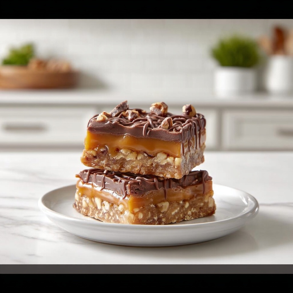 Caramel Chocolate Crunch Bars Recipe - Recipe Image