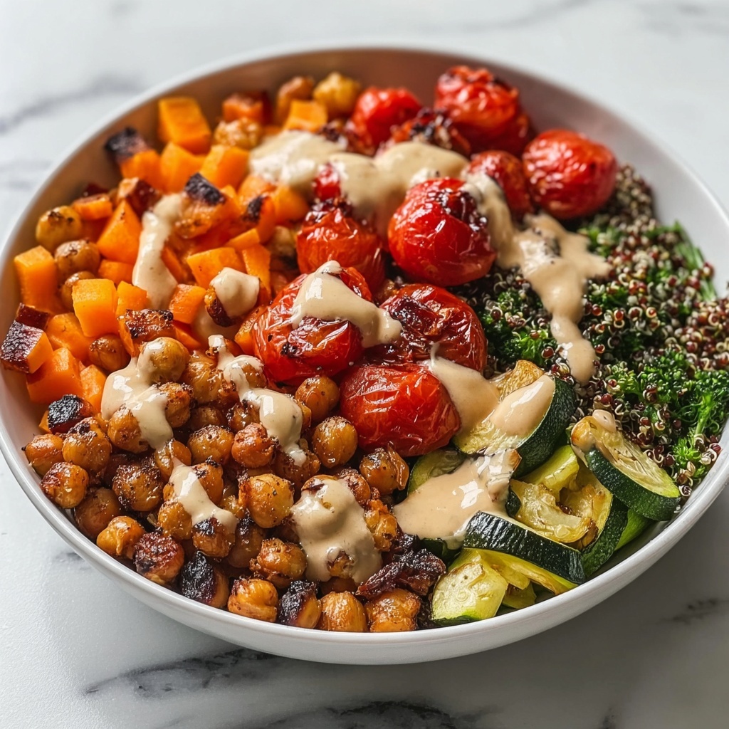 Roasted Vegetable & Chickpea Bowl with Tahini Dressing Recipe - Recipe Image