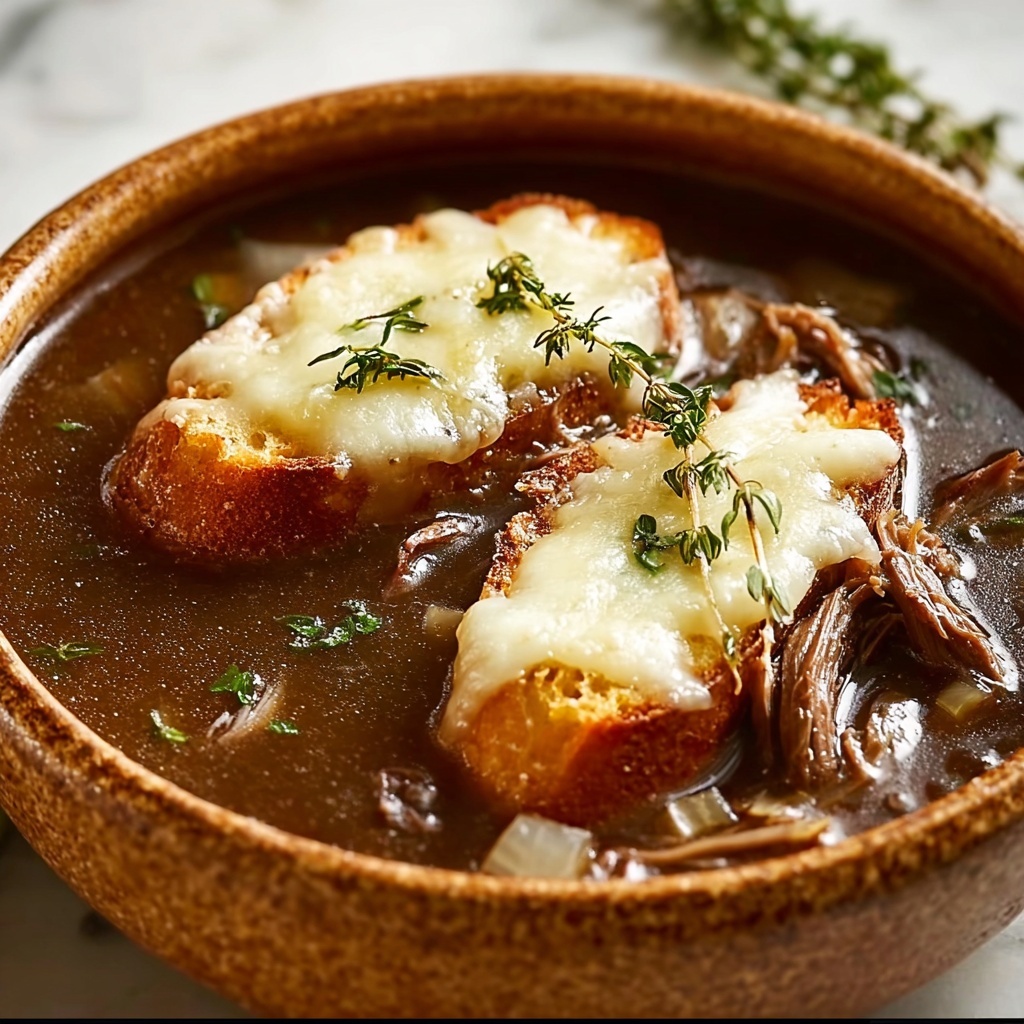 Savory French Onion Beef Short Rib Soup with Cheesy Toast Recipe - Recipe Image