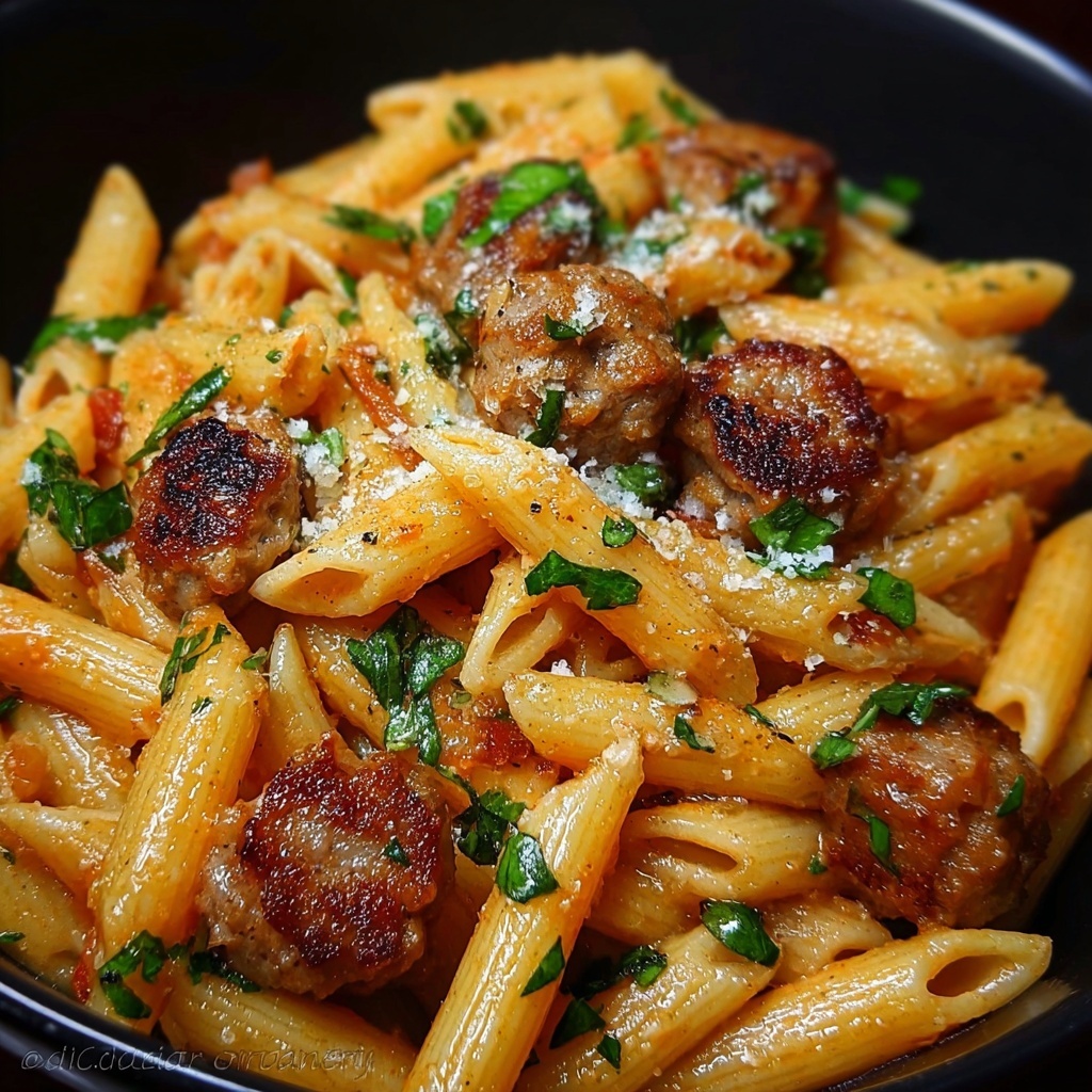One Pot Creamy Cajun Sausage Pasta Recipe - Recipe Image