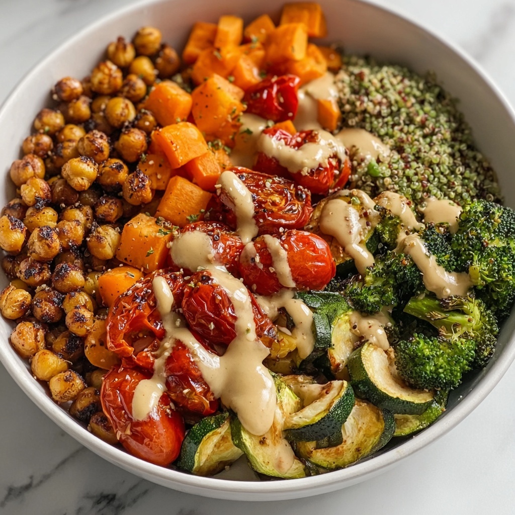 Roasted Vegetable & Chickpea Bowl with Tahini Dressing Recipe - Recipe Image
