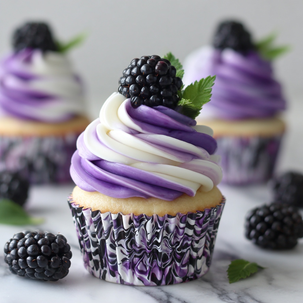 Blackberry Swirl Cupcakes Recipe - Recipe Image