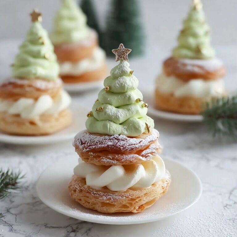 Delicious Christmas Tree Cream Puffs with Pistachio Whipped Cream and Shortbread Stars Recipe