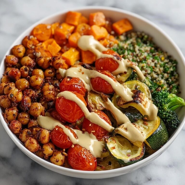 Roasted Vegetable & Chickpea Bowl with Tahini Dressing Recipe